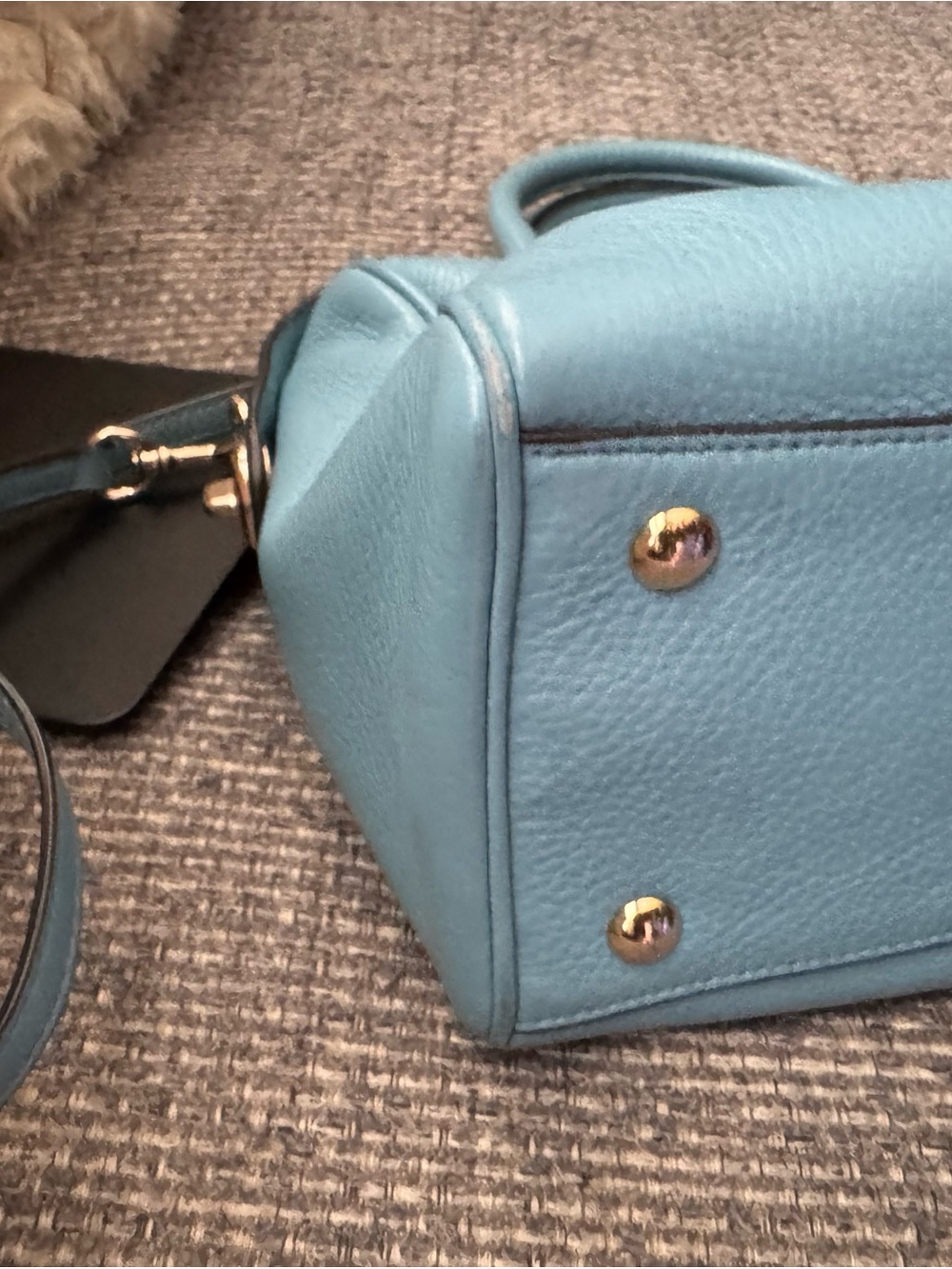 Coach Prairie Pebbled Leather Satchel Crossbody Bag Blue F36677 - Picture 9 of 12